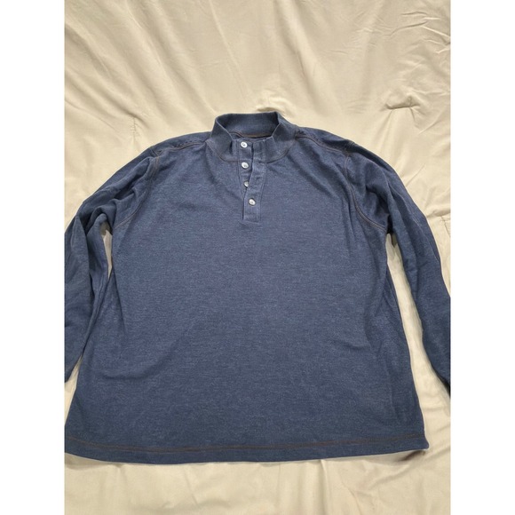 Horn Legend Other - Horn Legend Mens Blue Heathered Henley Shirt Long Sleeve Mock Neck‎ Size L